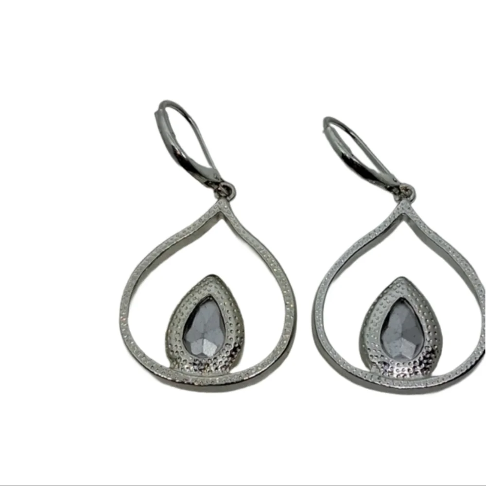 Sparkling Silver-Tone Teardrop Earrings